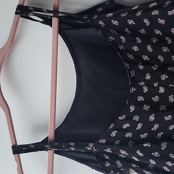 Vintage 90s Cinch Laced Front 100% Printed Viscose Midi Dress - Picture 6 of 8